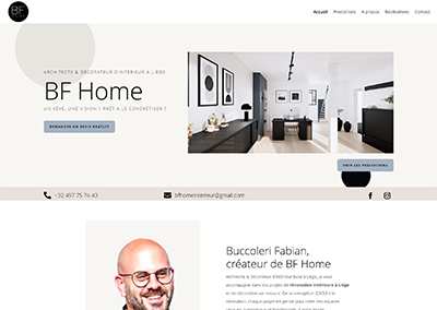 Site WordPress sur mesure pour architecte et décorateur d'intérieur à Liège – BF Home