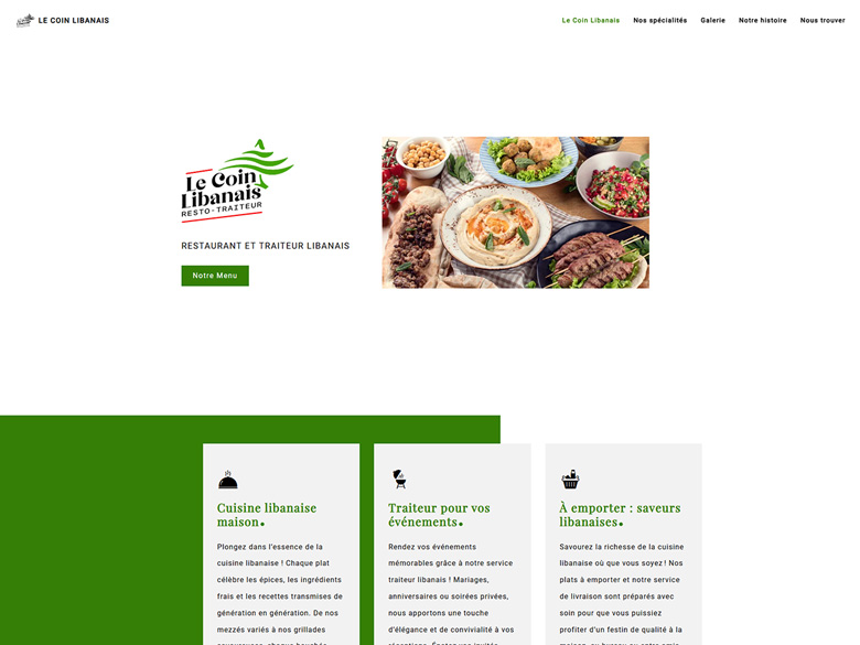 Site one-page HTML rapide pour Le Coin Libanais, restaurant et traiteur à Braine-le-Château