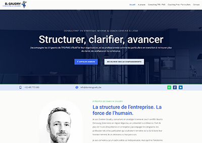 Conception de site internet WordPress pour Damien Gaudry, consultant et coach à Embourg, par Arthis Web.